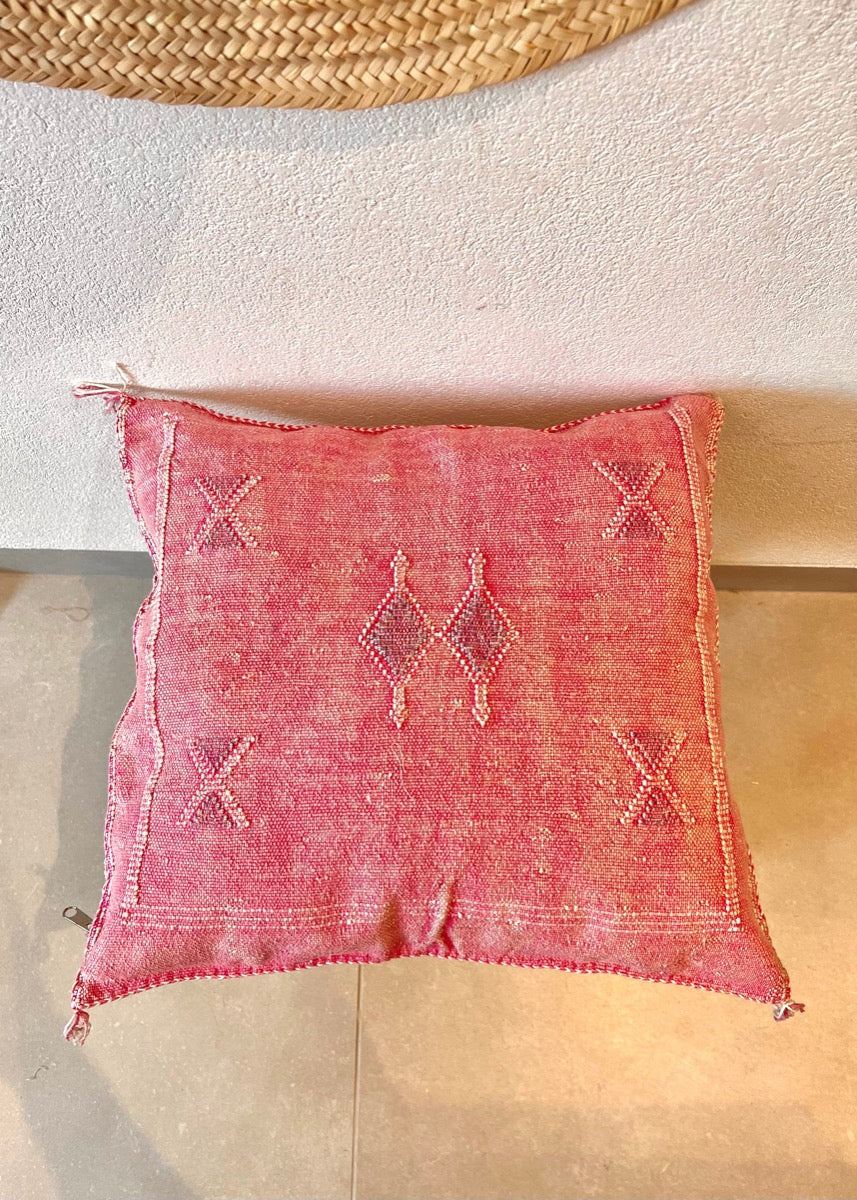 Cojín de seda de cactus rosa