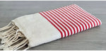Fouta toalla espiga rayas roja/blanca