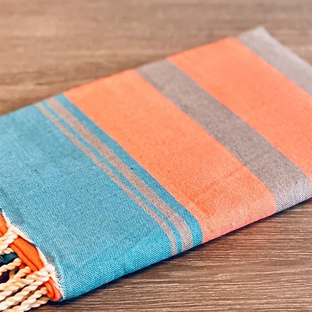 Fouta toalla Tradicional Es Codolar Azul-Naranja Flúor 1mx2m