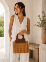Bolso de junco y cuero