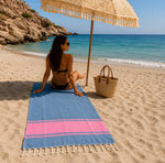 Fouta toalla Tradicional azul/rosa 1mx2m