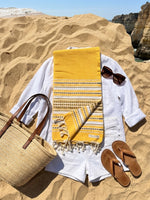 Fouta Toalla diamante Es Calò Lux amarillo mostaza 1mx2m