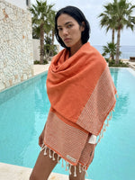 Fouta Toalla Portinatx Lux Naranja/plata 1mx2m