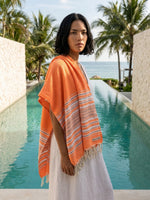 Fouta Toalla diamante Es Calò Lux Naranja  Flúor 1mx2m