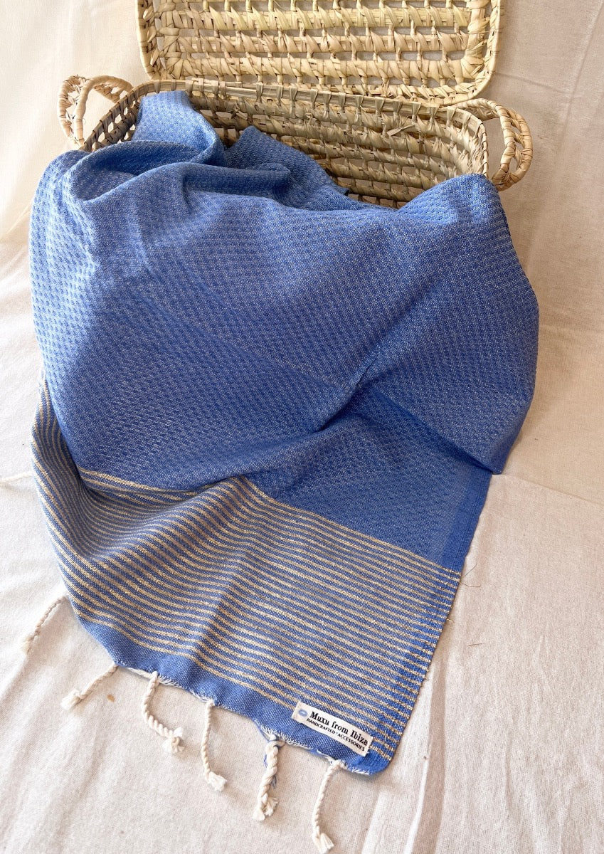 Fouta toalla hammam azul  de 1mx2m