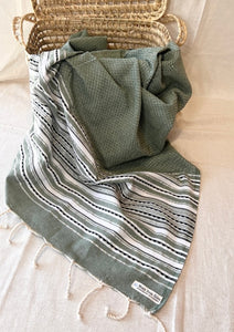 Fouta toalla hammam verde musgo de 1mx2m