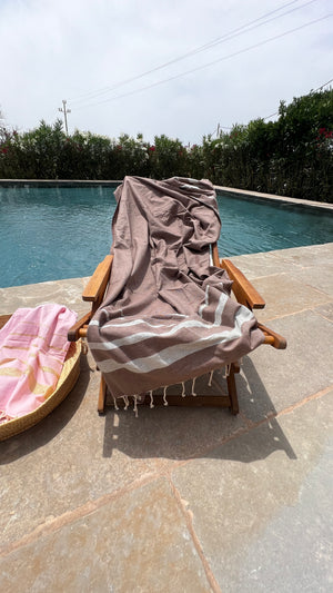 Fouta toalla Ibiza Lux rayas plata / doradas 1mx2m