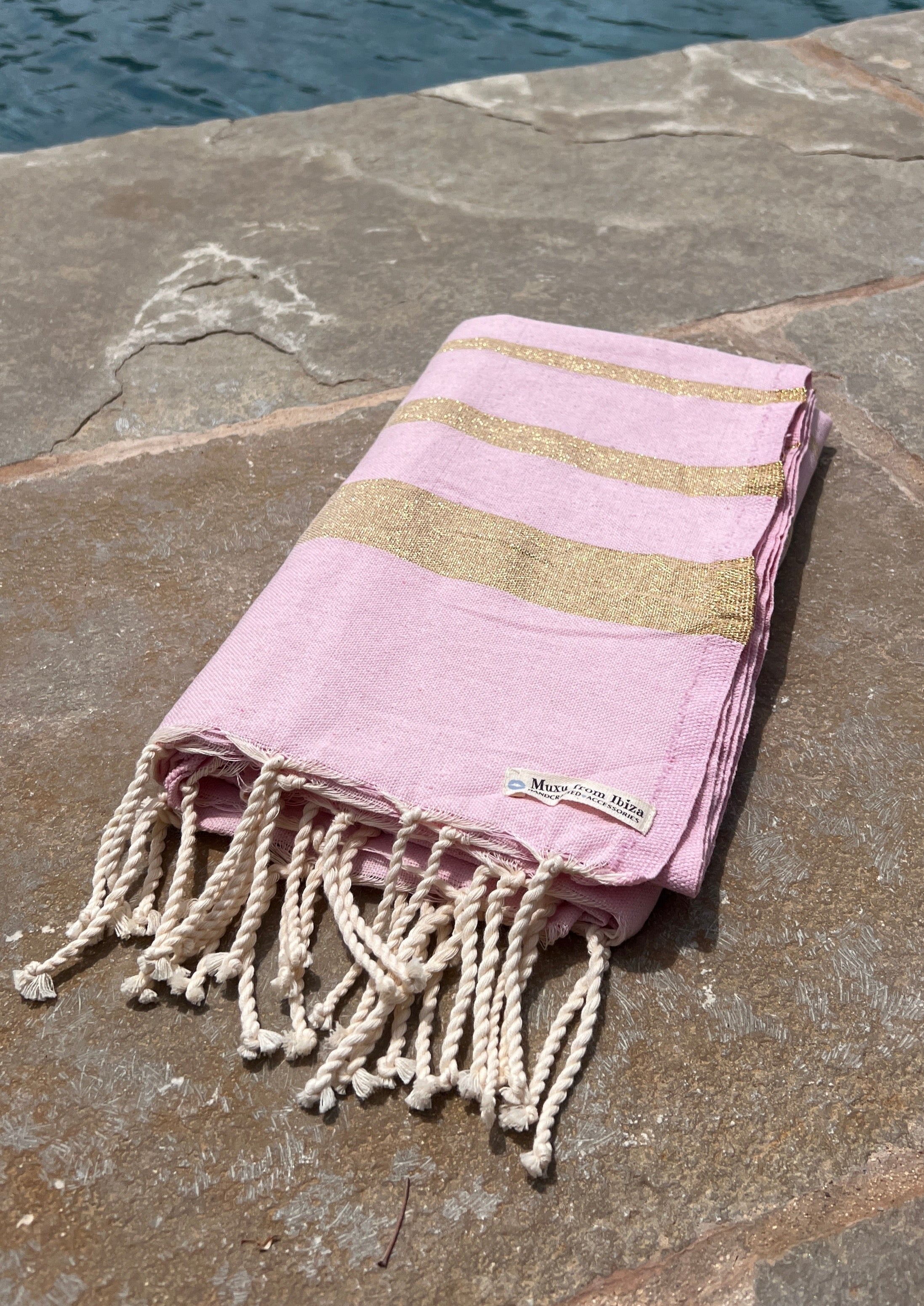 Fouta toalla Ibiza Lux rayas plata / doradas 1mx2m