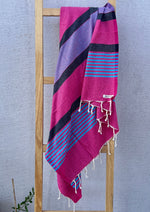 Fouta toalla rosa con azul grande de playa by muxu from ibiza