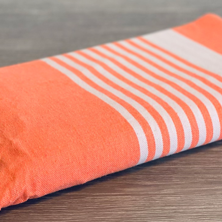 Fouta toalla Tradicional Ibiza Naranja fluor y Blanco 2mx2m