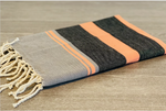 Fouta toalla tradicional Es Codolar Negro-Naranja Flúor 1mx2m