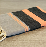 Fouta toalla tradicional Es Codolar Negro-Naranja Flúor 1mx2m