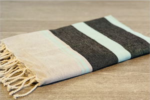 Fouta toalla Tradicional Es Codolar Negro-Azul Turquesa