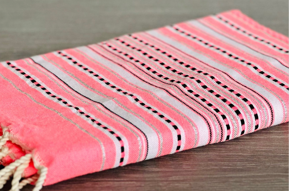 Fouta Toalla diamante Es Calò Lux Rosa fluor 1mx2m