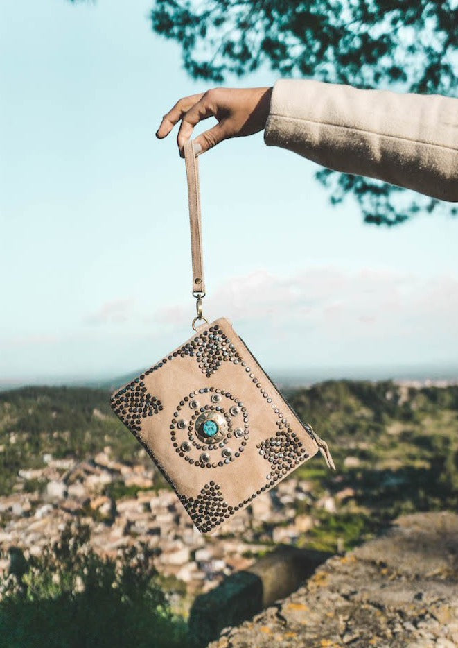 Clutch/Bandolera de piel Medina arena