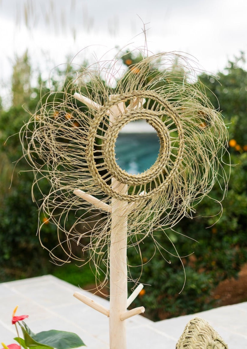 Espejo mediano de esparto decoración hogar