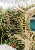 espejo decorativo artesanal de esparto mediano