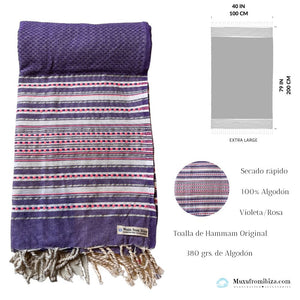 Fouta Toalla diamante Es Calò Lux Violeta 1mx2m