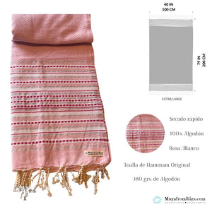 Fouta Toalla diamante Es Calò Lux Rosa bebé 1mx2m