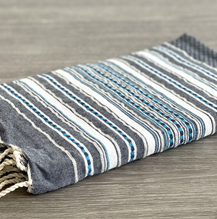 Fouta Toalla diamante Es Calò Lux azul 1mx2m