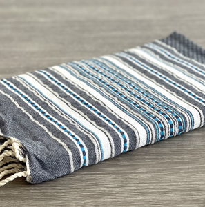 Fouta Toalla diamante Es Calò Lux azul 1mx2m