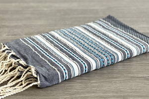 Fouta Toalla diamante Es Calò Lux azul 1mx2m