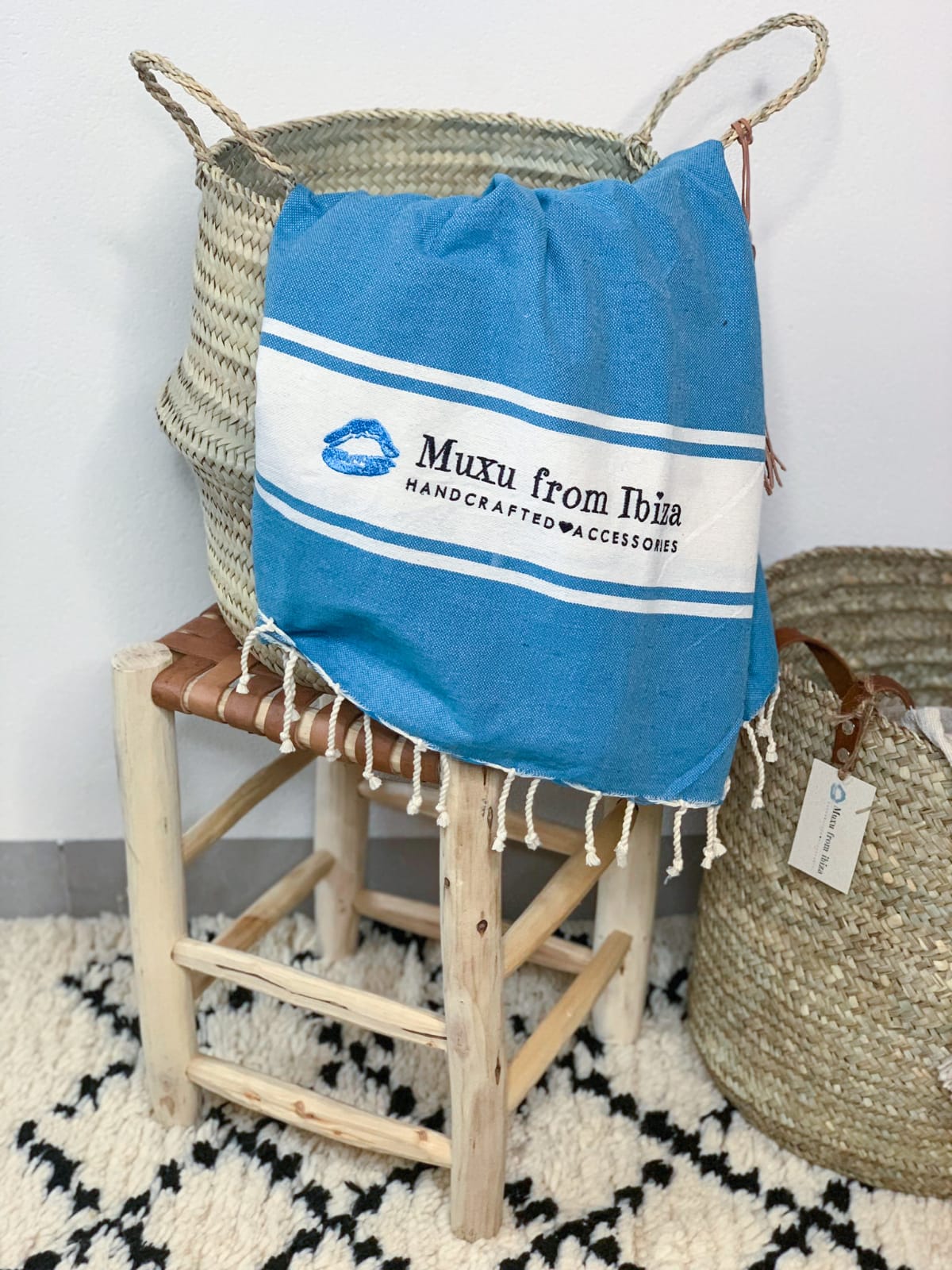 Fouta toalla tradicional Muxu from Ibiza azul 1mx2m