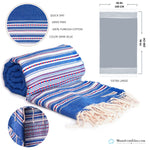 Fouta Toalla diamante Es Calò Lux azul detalle plata-rojo 1mx2m