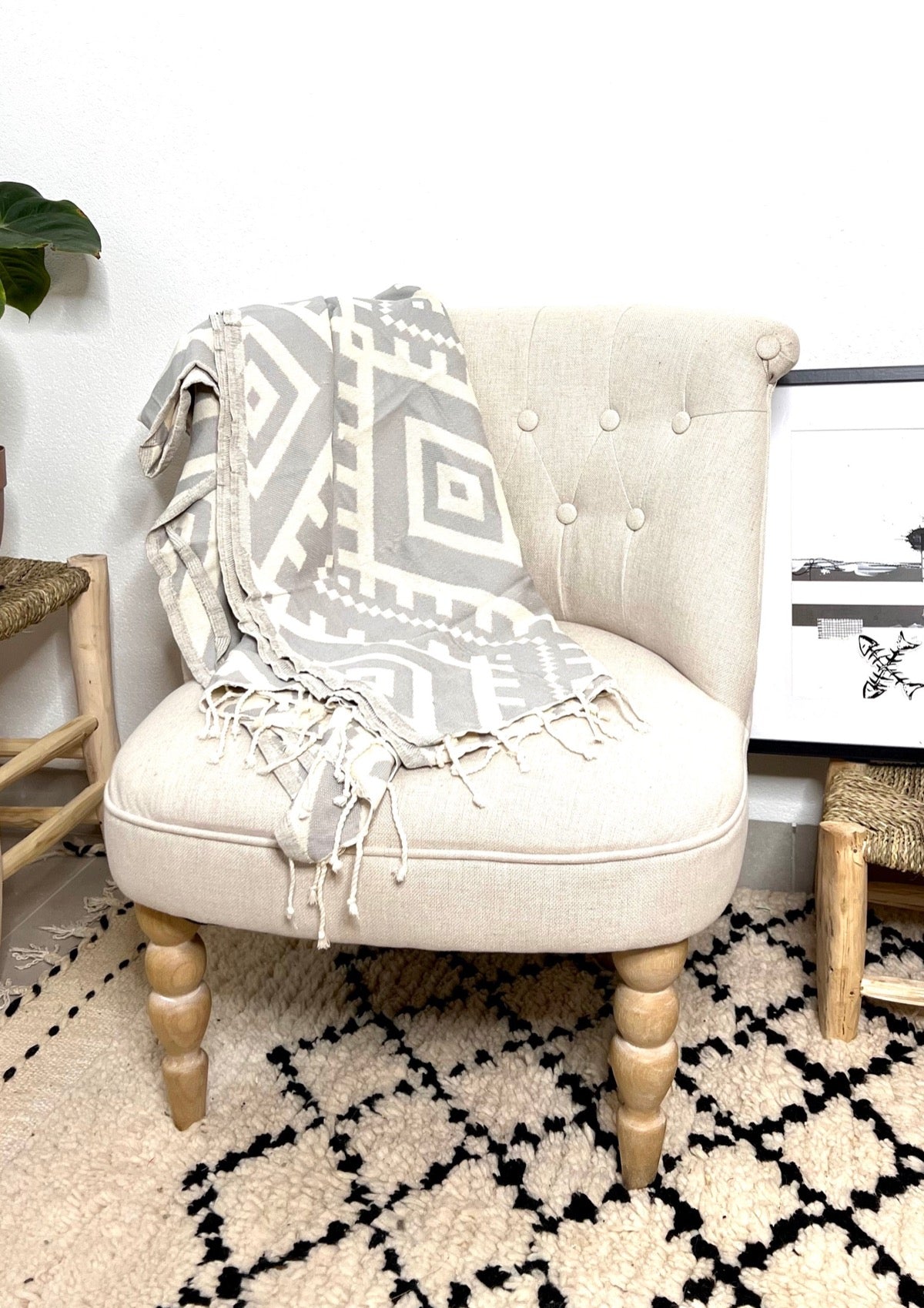 plaid artesanal jacquard gris by muxu from ibiza
