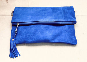 Bolso de mano y bandolera de piel color azul ultramar by muxu from ibiza