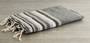 Fouta toalla Tradicional Es Codolar gris rayas 1mx2m