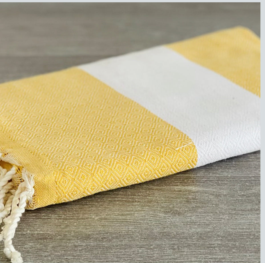 Fouta Toalla diamante Salinas amarillo-blanco 1mx2m