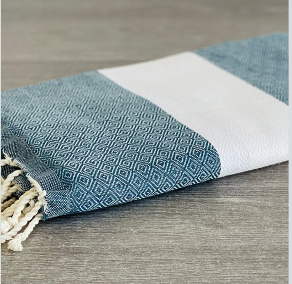 Fouta Toalla diamante Salinas azul-blanco 1mx2m