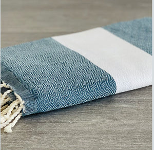 Fouta Toalla diamante Salinas azul-blanco 1mx2m