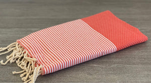 Fouta Toalla Portinatx Roja rayas Blancas 1mx2m