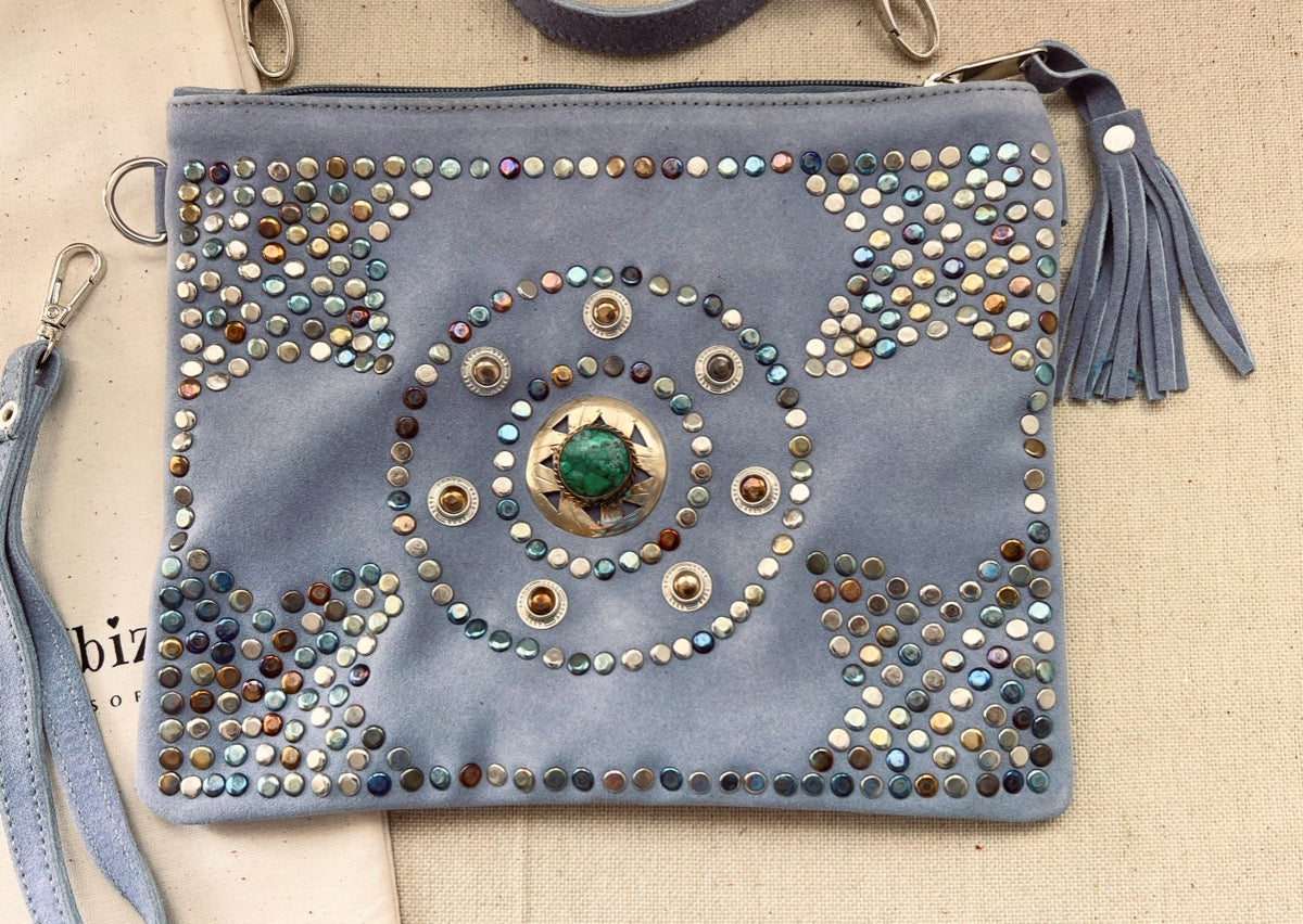 Clutch/Bandolera de piel Medina Gris