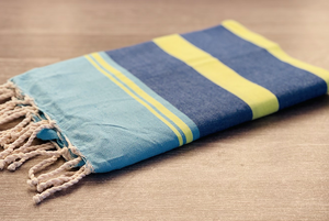 Fouta toalla Tradicional Es Codolar Azul-Amarillo Flúor 1mx2m