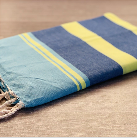 Fouta toalla Tradicional Es Codolar Azul-Amarillo Flúor 1mx2m