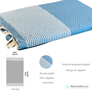 Fouta Toalla Portinatx Lux Azul/plata 1mx2m