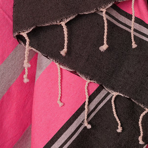 Fouta toalla Tradicional Es Codolar Rosa rayas gris y negro 1mx2m