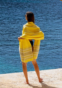 Fouta Toalla diamante Es Calò Lux amarilla 1mx2m