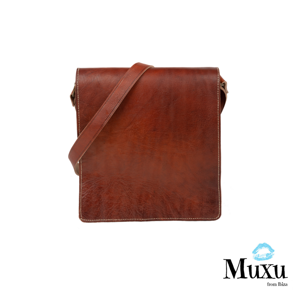 Bandolera de cuero Ori castaño
