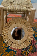 espejo decorativo artesanal de rafia