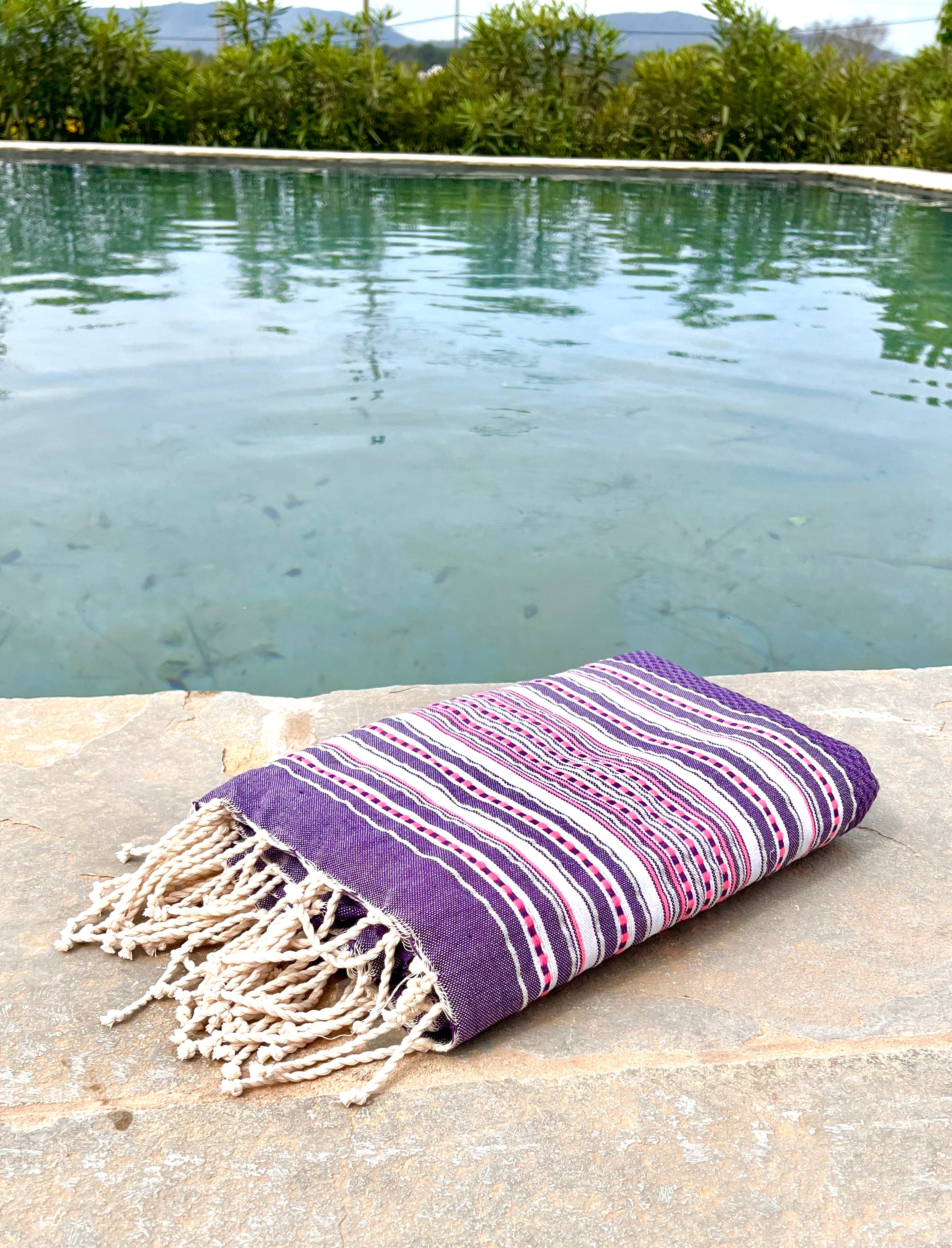 Toalla de hammam 2m x 2m color violeta