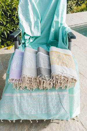 Fouta toalla Ibiza Lux Rayas Doradas blanco 2mx2m