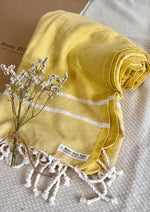 Fouta Toalla Compte Amarilla y Blanco 1mx2m