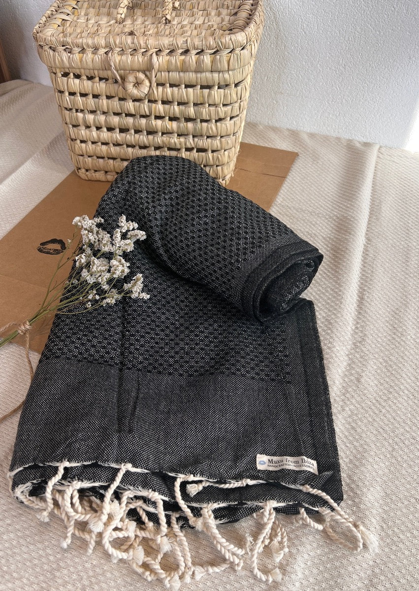 Fouta Toalla Portinatx lisa negra 1mx2m