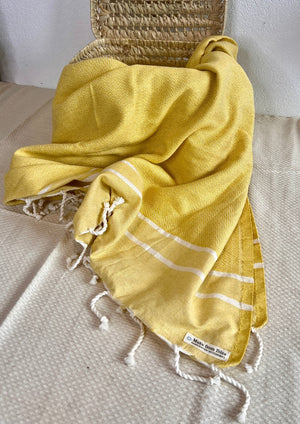 Fouta Toalla Compte Amarilla y Blanco 1mx2m
