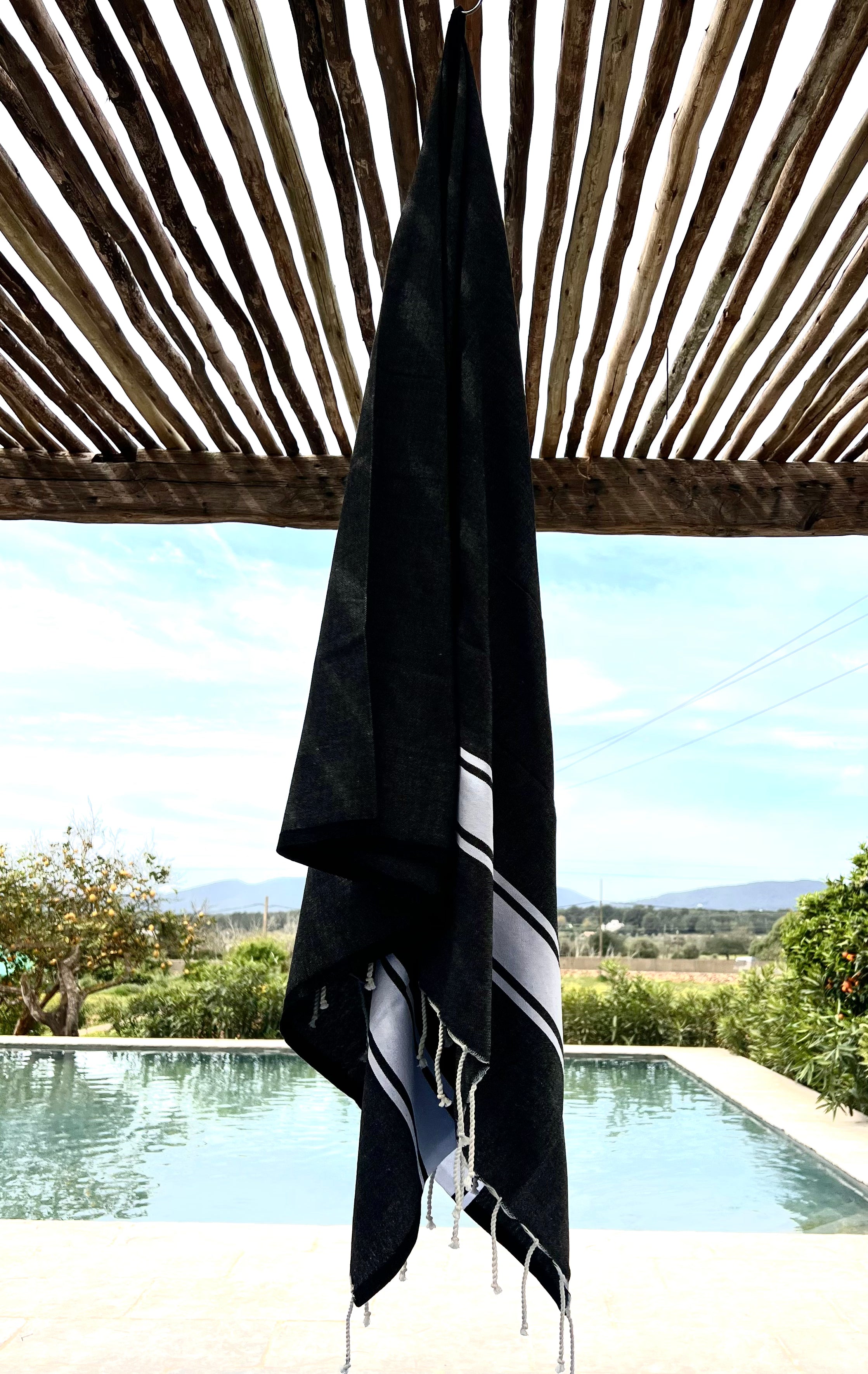 toalla de hammam tradicional negra