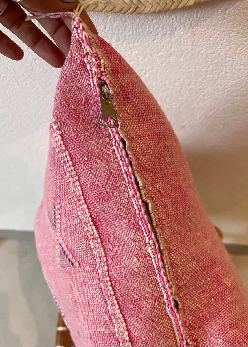 Funda Cojín de seda de cactus rosa